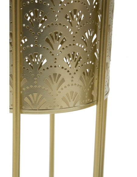 Cache pot sur pied moderne ajouré Rond en Métal Doré Golvy A (Lot de 2) 