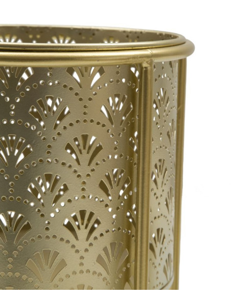 Cache pot sur pied moderne ajouré Rond en Métal Doré Golvy A (Lot de 2) 