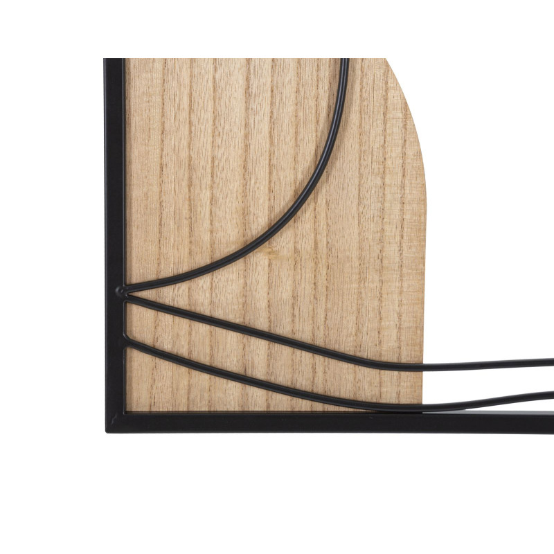 Grande Déco murale Visage antique 55x80 en Métal Noir Bois Naturel Sorla 