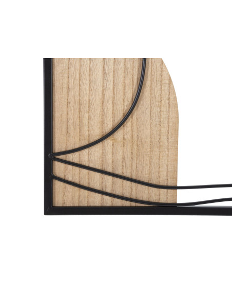 Grande Déco murale Visage antique 55x80 en Métal Noir Bois Naturel Sorla 