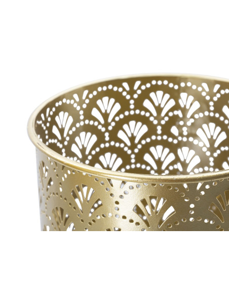 Cache pot sur pied moderne ajouré Rond en Métal Doré Golvy B (Lot de 2) 