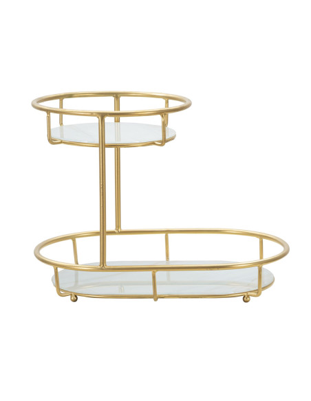 Étagère à plantes moderne chic 2 niveaux en Métal Doré Verre Erila 
