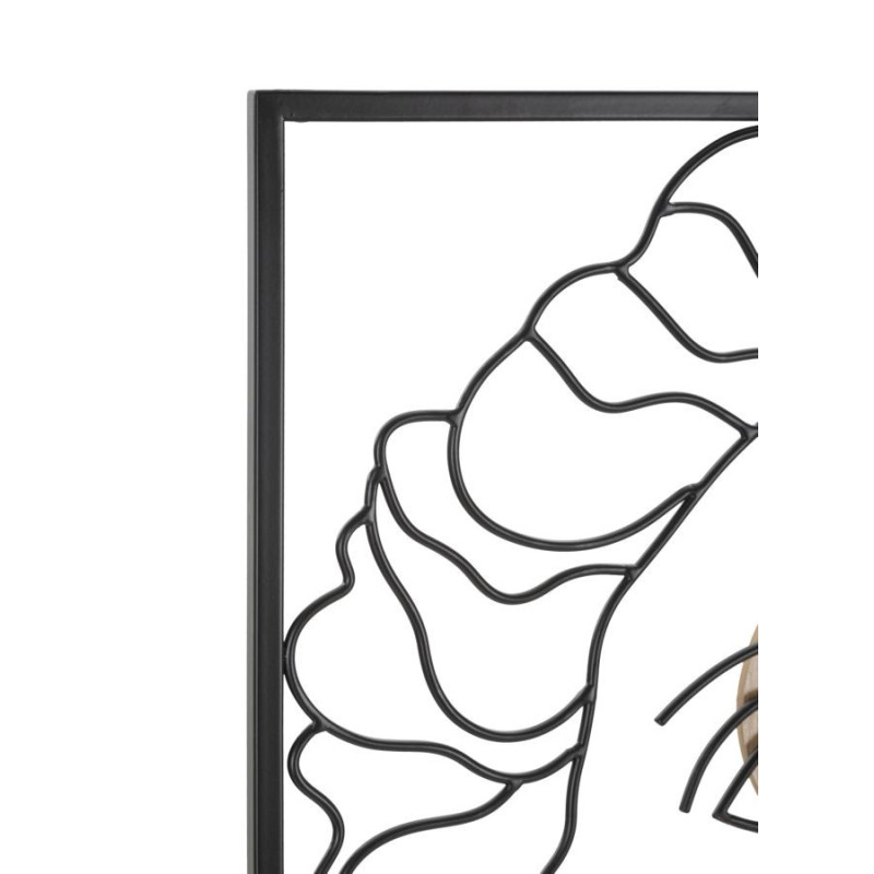 Grande Déco murale Visage antique 50x80 en Métal Noir Bois Naturel Telan 