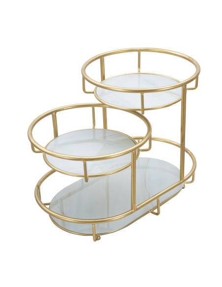 Étagère à plantes moderne chic 3 niveaux en Métal Doré Verre Erila - 2