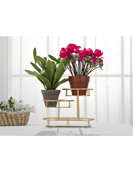 Étagère à plantes moderne chic 3 niveaux en Métal Doré Verre Erila - 5