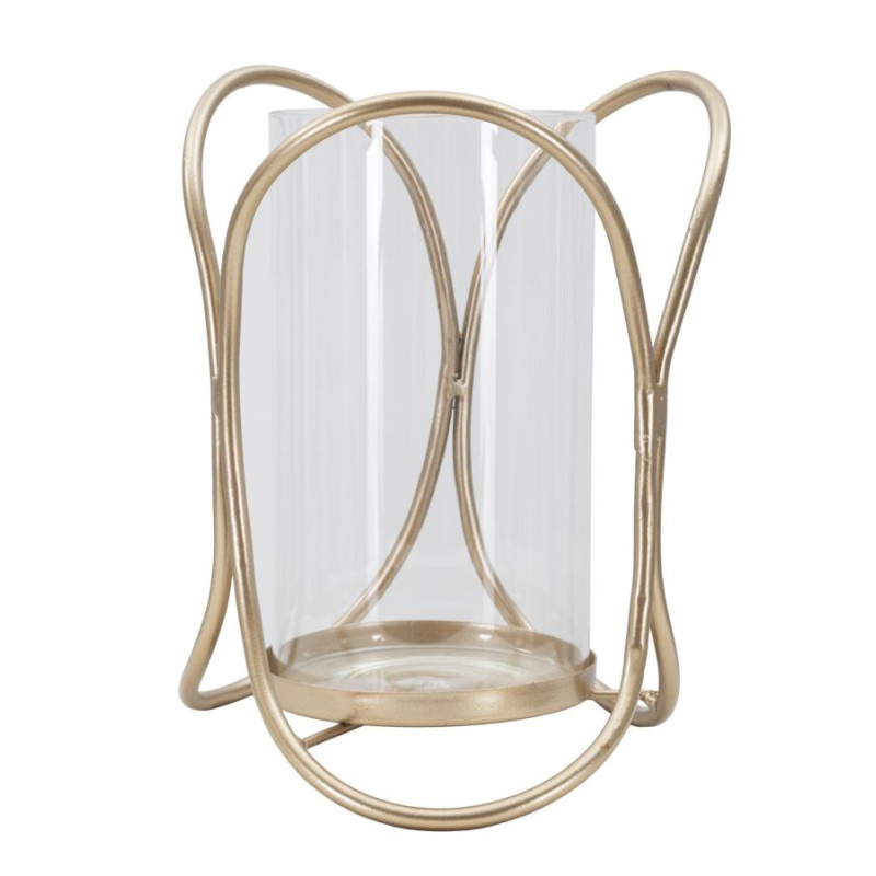 Photophore moderne chic Hauteur 21 cm en Métal Cuivré Verre Transparent Glox 