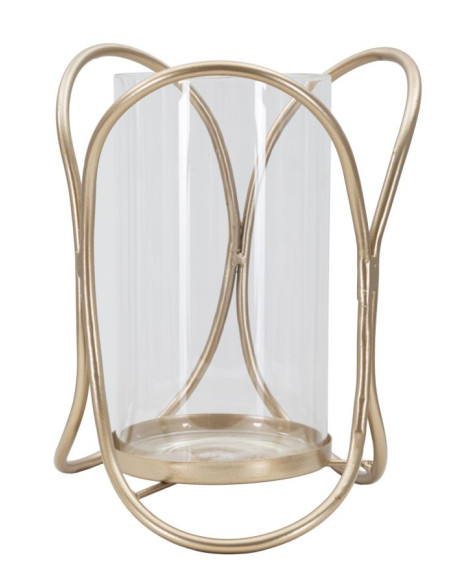 Photophore moderne chic Hauteur 21 cm en Métal Cuivré Verre Transparent Glox 