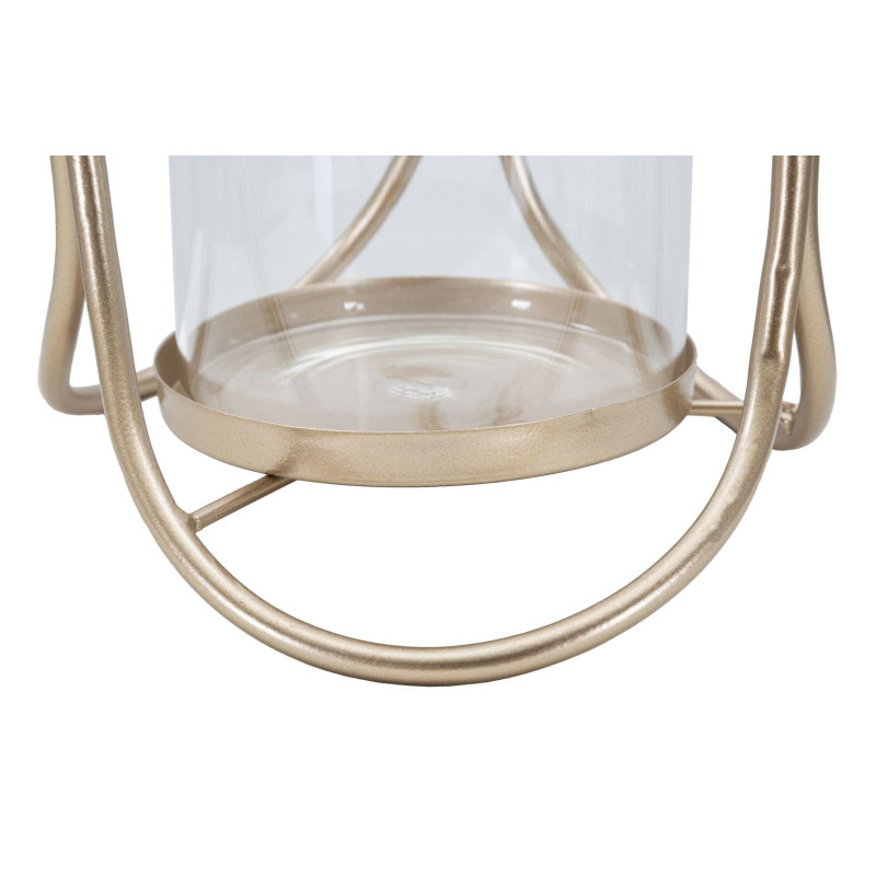 Photophore moderne chic Hauteur 21 cm en Métal Cuivré Verre Transparent Glox 