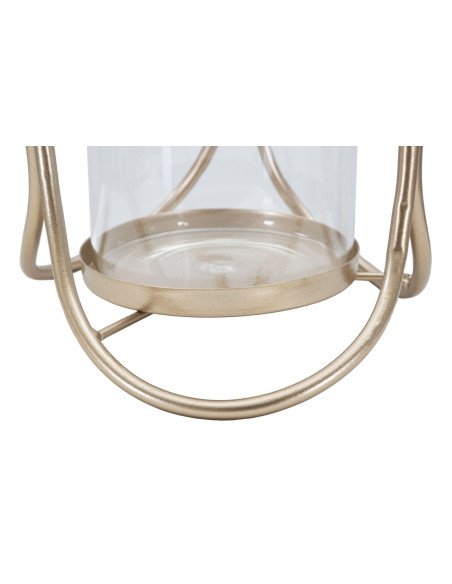 Photophore moderne chic Hauteur 21 cm en Métal Cuivré Verre Transparent Glox 