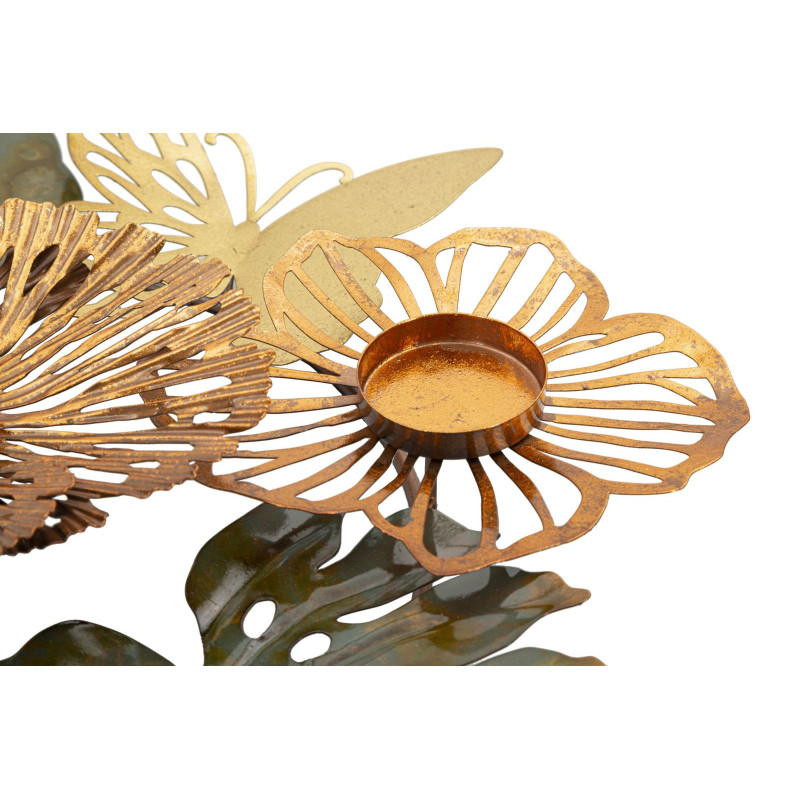 Grand Bougeoir original 3 bougies Papillons 45 cm en Métal Argenté Doré Cuivré Shine 