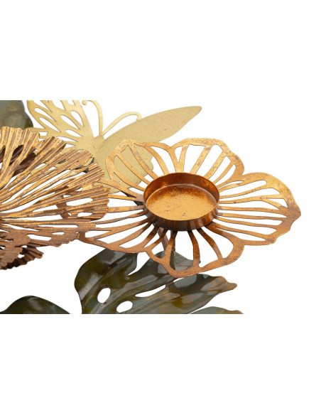 Grand Bougeoir original 3 bougies Papillons 45 cm en Métal Argenté Doré Cuivré Shine 