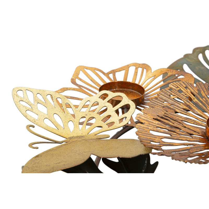 Grand Bougeoir original 3 bougies Papillons 45 cm en Métal Argenté Doré Cuivré Shine 