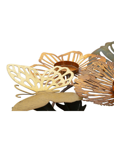 Grand Bougeoir original 3 bougies Papillons 45 cm en Métal Argenté Doré Cuivré Shine 