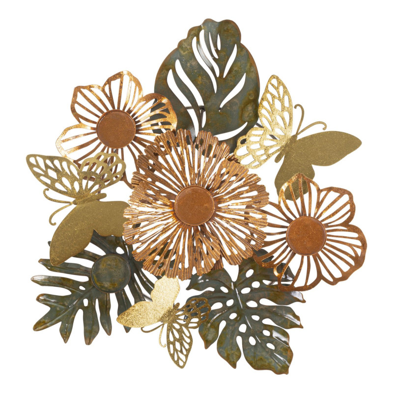 Grand Bougeoir original 3 bougies Papillons 45 cm en Métal Argenté Doré Cuivré Shine 