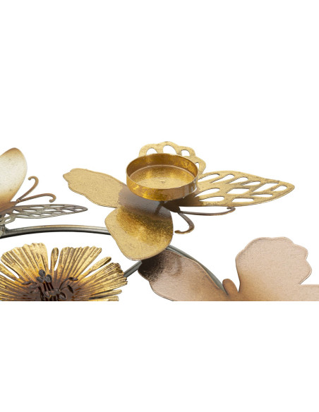 Bougeoir original 3 bougies Papillons 39 cm en Métal Argenté Doré Cuivré Shine 