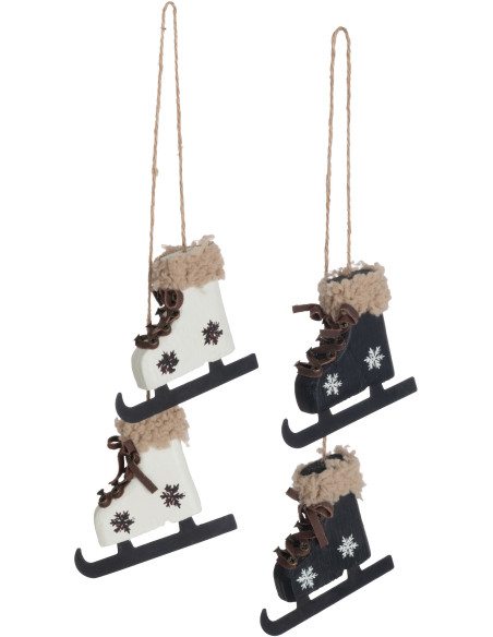 Suspension de Noël Patins à glace Hauteur 10 cm en Métal Blanc Noir (Lot de 2) - 1