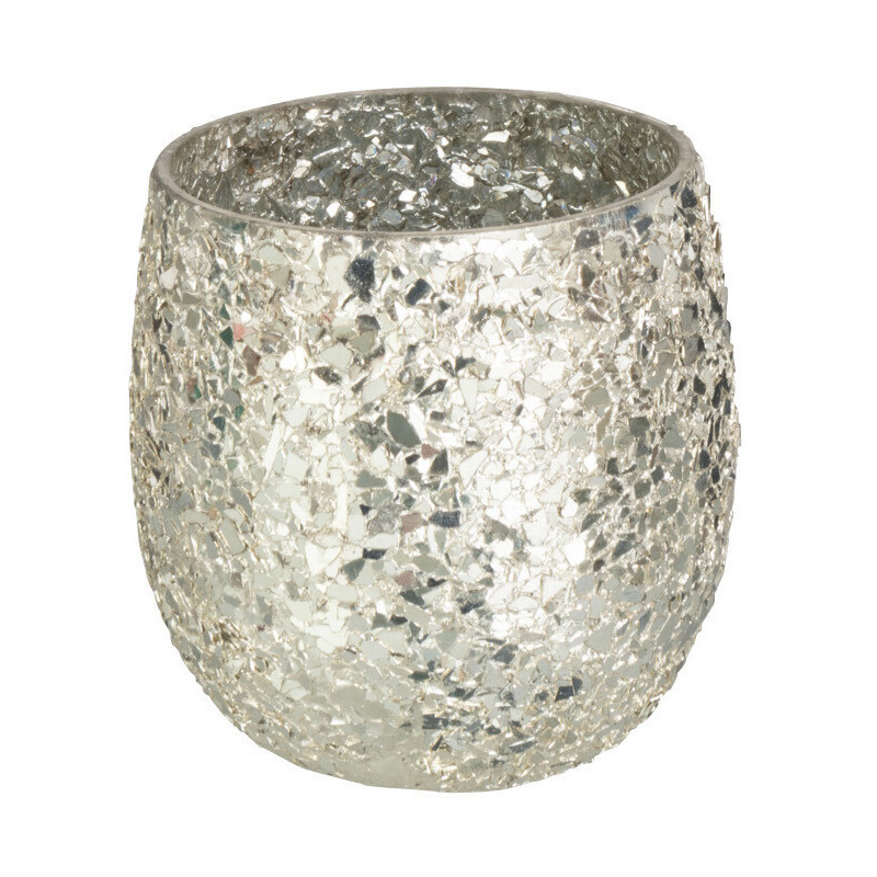 Photophore Rond Sparkle Diamètre 9 cm en Verre Doré Effet paillettes - 1