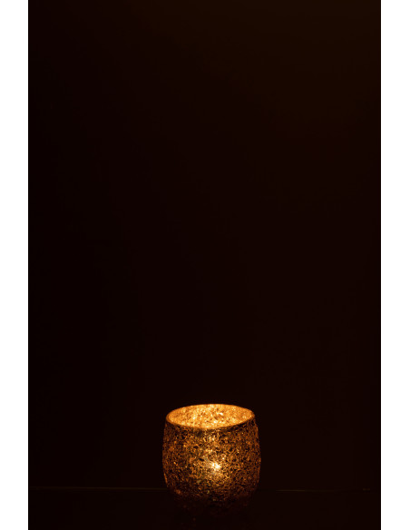 Photophore Rond Sparkle Diamètre 9 cm en Verre Doré Effet paillettes - 3