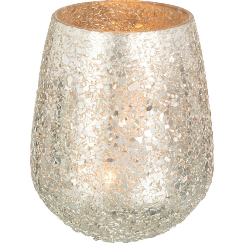 Photophore Ovale Sparkle Diamètre 10 cm en Verre Doré Effet paillettes - 2