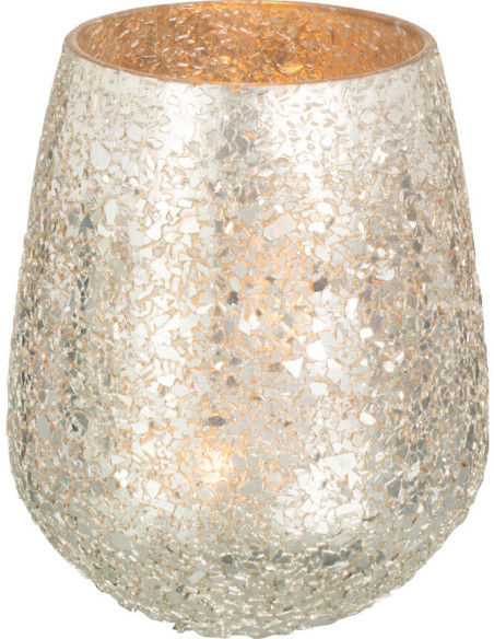 Photophore Ovale Sparkle Diamètre 10 cm en Verre Doré Effet paillettes - 2