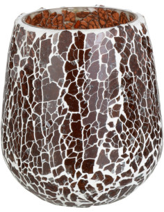 Photophore Ovale Ali Diamètre 10 cm en Verre Marron Motif mosaïque - 1