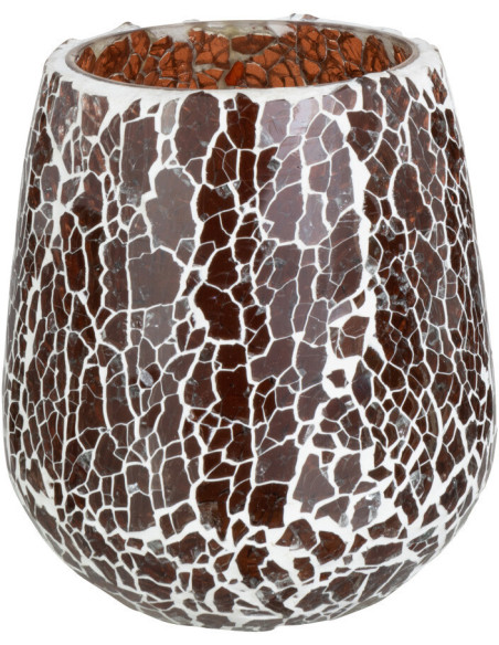 Photophore Ovale Ali Diamètre 10 cm en Verre Marron Motif mosaïque - 1