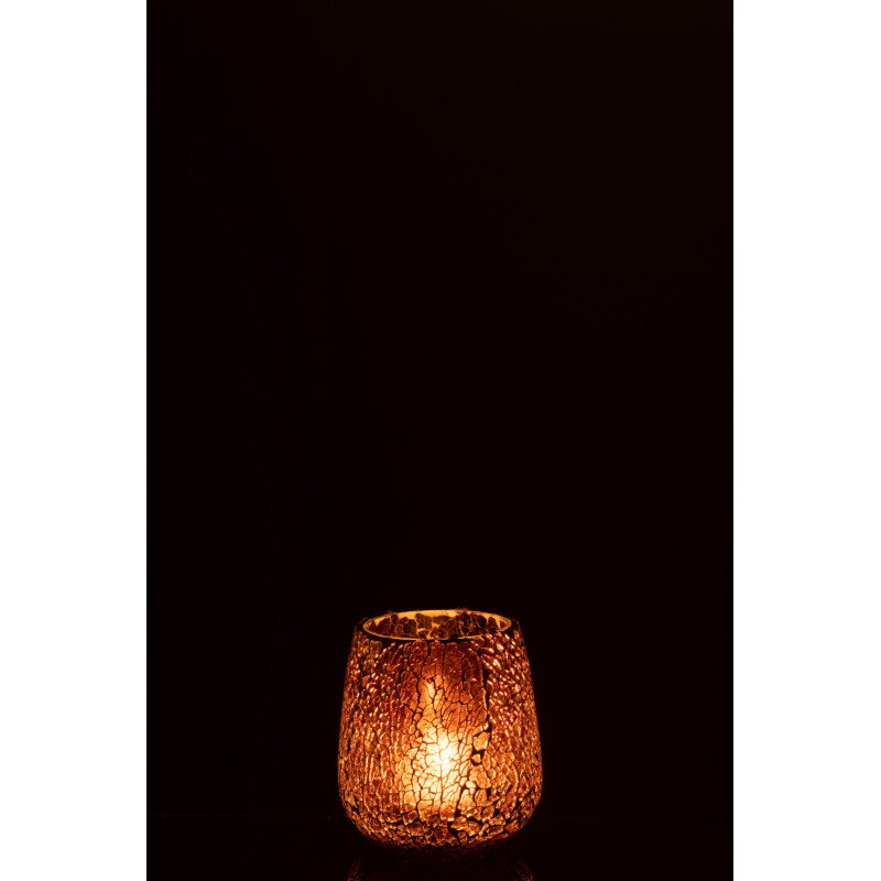 Photophore Ovale Ali Diamètre 10 cm en Verre Marron Motif mosaïque - 3