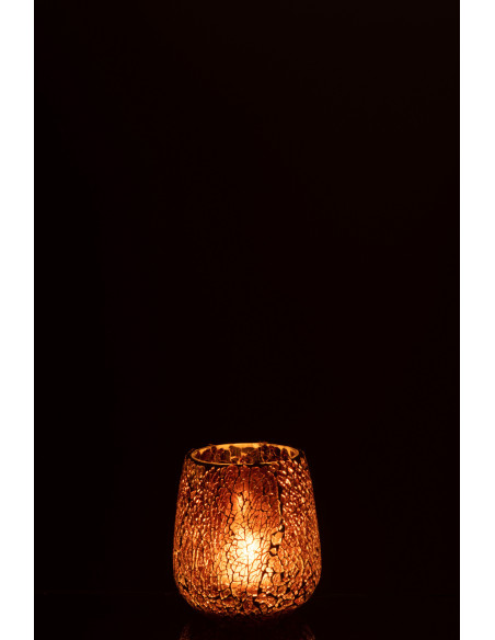 Photophore Ovale Ali Diamètre 10 cm en Verre Marron Motif mosaïque - 3