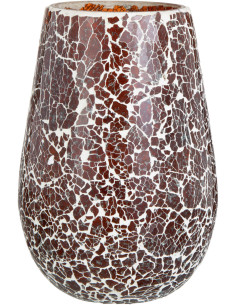 Photophore Ovale Ali Diamètre 15 cm en Verre Marron Motif mosaïque - 1