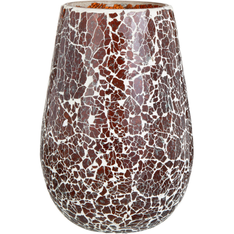 Photophore Ovale Ali Diamètre 15 cm en Verre Marron Motif mosaïque - 1