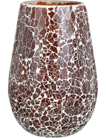 Photophore Ovale Ali Diamètre 15 cm en Verre Marron Motif mosaïque - 1