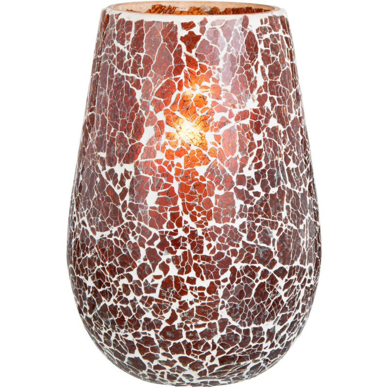 Photophore Ovale Ali Diamètre 15 cm en Verre Marron Motif mosaïque - 2