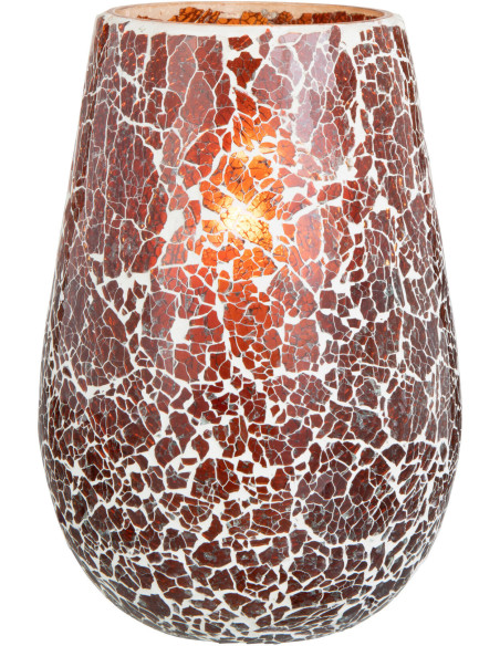 Photophore Ovale Ali Diamètre 15 cm en Verre Marron Motif mosaïque - 2