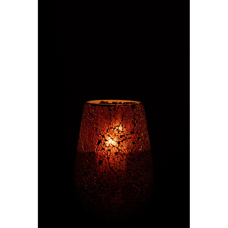 Photophore Ovale Ali Diamètre 15 cm en Verre Marron Motif mosaïque - 3