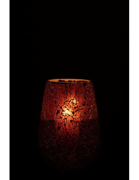 Photophore Ovale Ali Diamètre 15 cm en Verre Marron Motif mosaïque - 3