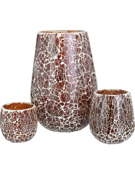 Photophore Ovale Ali Diamètre 15 cm en Verre Marron Motif mosaïque - 4