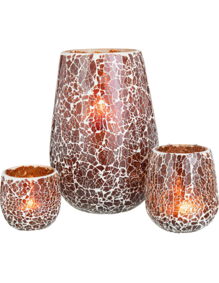 Photophore Ovale Ali Diamètre 15 cm en Verre Marron Motif mosaïque - 5