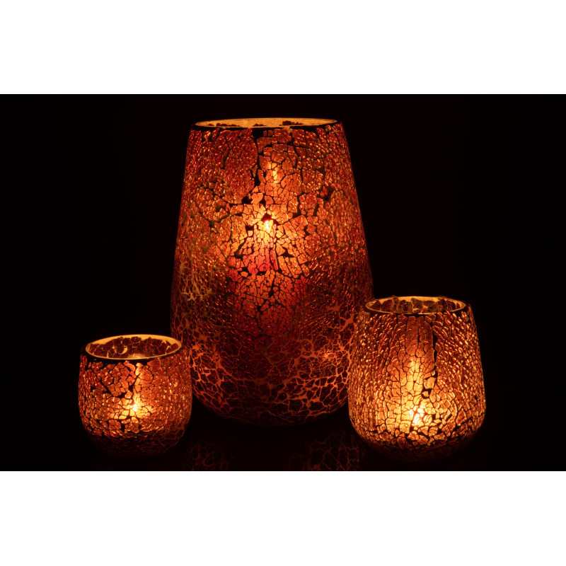 Photophore Ovale Ali Diamètre 15 cm en Verre Marron Motif mosaïque - 6