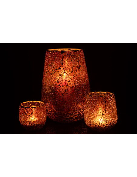 Photophore Ovale Ali Diamètre 15 cm en Verre Marron Motif mosaïque - 6