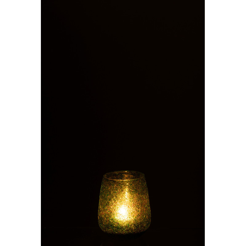 Photophore Ovale Tom Diamètre 10 cm en Verre Vert Effet paillettes - 3