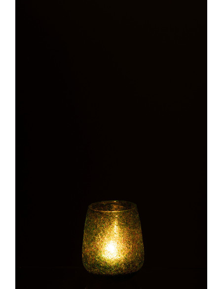 Photophore Ovale Tom Diamètre 10 cm en Verre Vert Effet paillettes - 3