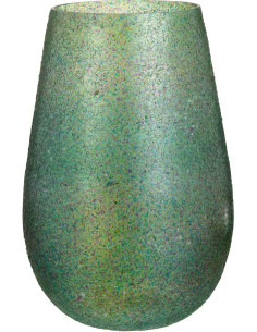 Photophore Ovale Tom Diamètre 15 cm en Verre Vert Effet paillettes - 1