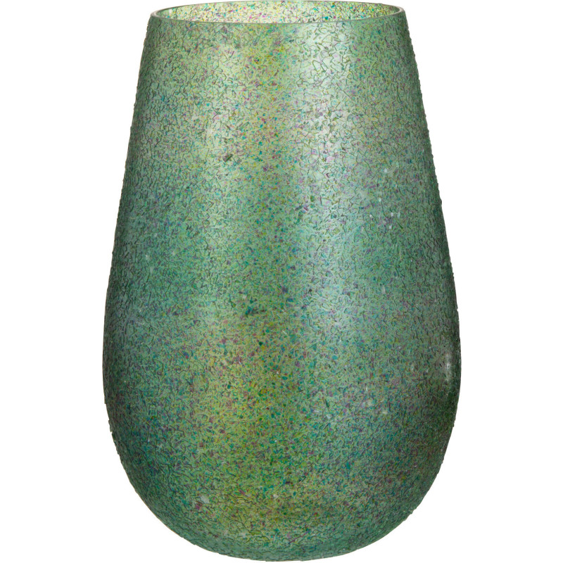 Photophore Ovale Tom Diamètre 15 cm en Verre Vert Effet paillettes - 1