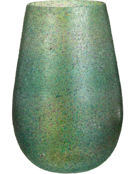 Photophore Ovale Tom Diamètre 15 cm en Verre Vert Effet paillettes - 1
