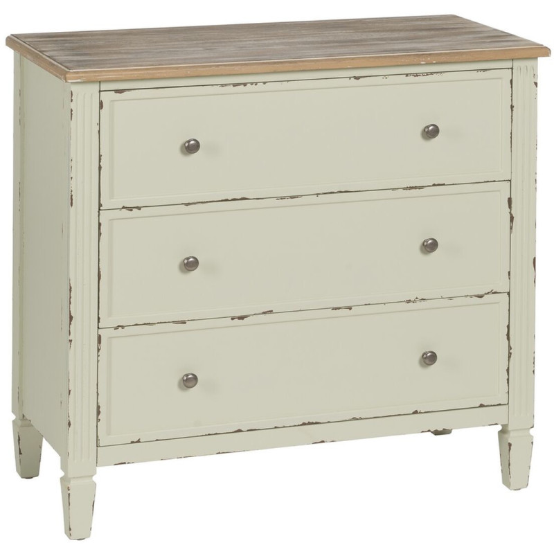 Commode vintage 3 tiroirs en Bois de sapin Beige Vieilli Naturel Kamira - 1