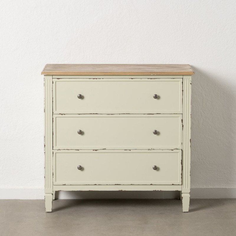 Commode vintage 3 tiroirs en Bois de sapin Beige Vieilli Naturel Kamira - 8
