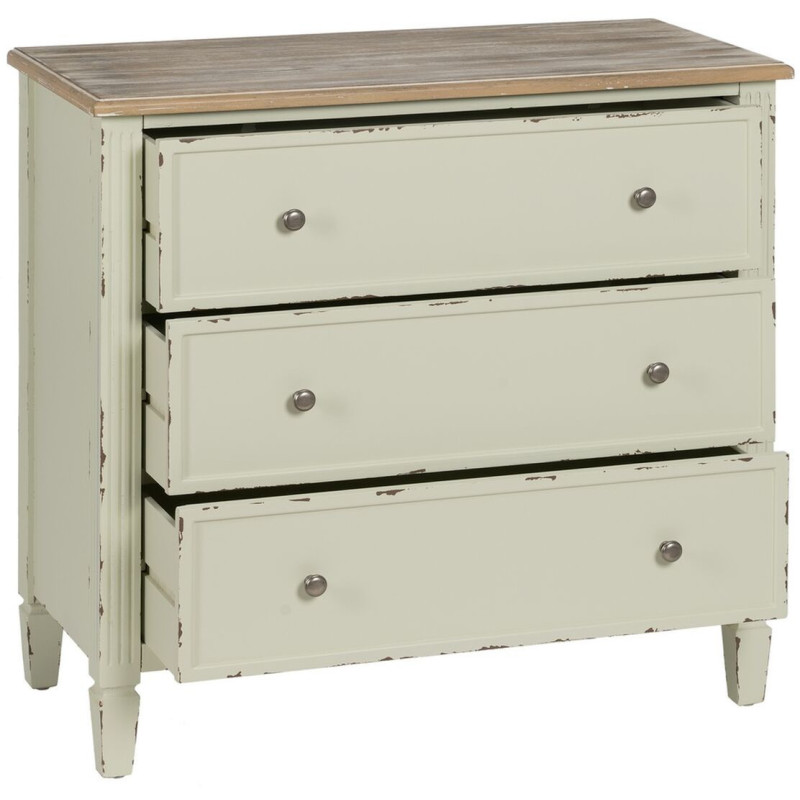 Commode vintage 3 tiroirs en Bois de sapin Beige Vieilli Naturel Kamira - 2