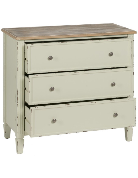 Commode vintage 3 tiroirs en Bois de sapin Beige Vieilli Naturel Kamira - 2