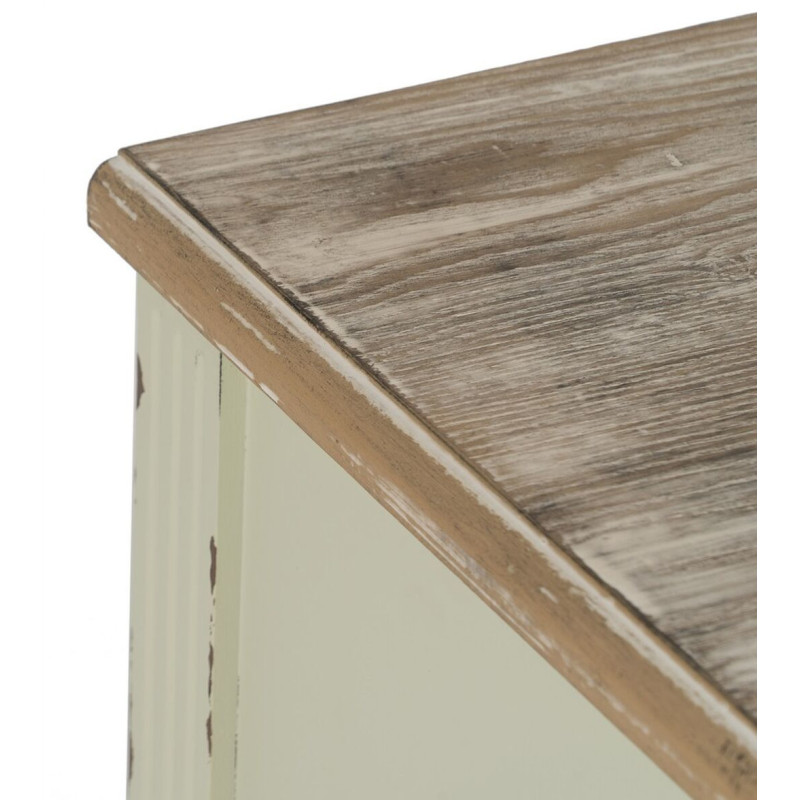 Commode vintage 3 tiroirs en Bois de sapin Beige Vieilli Naturel Kamira - 3