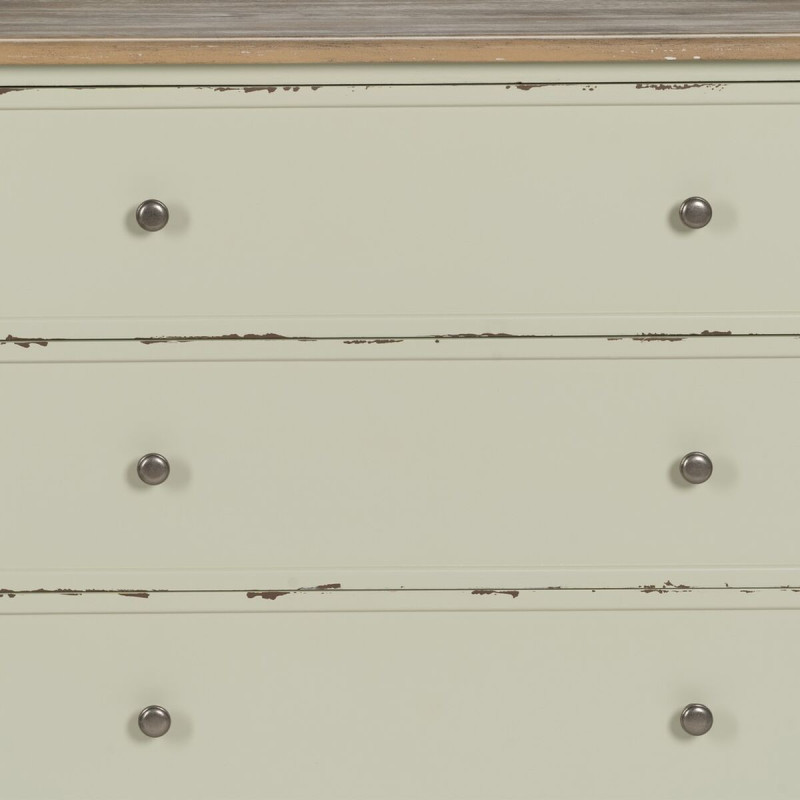 Commode vintage 3 tiroirs en Bois de sapin Beige Vieilli Naturel Kamira - 5